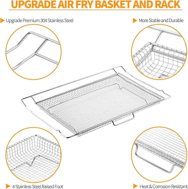 atgestore LRAL302S LRAL303S Air Fryer Basket Replacement Parts for LG Oven Parts 304 Stainless Steel 24.6’’x 16.1’’ Large Air Fryer Rack MHL63531403 LG Gas Range Air Fryer Tray Air Fry Basket Oven Rack Shelf - Image 3